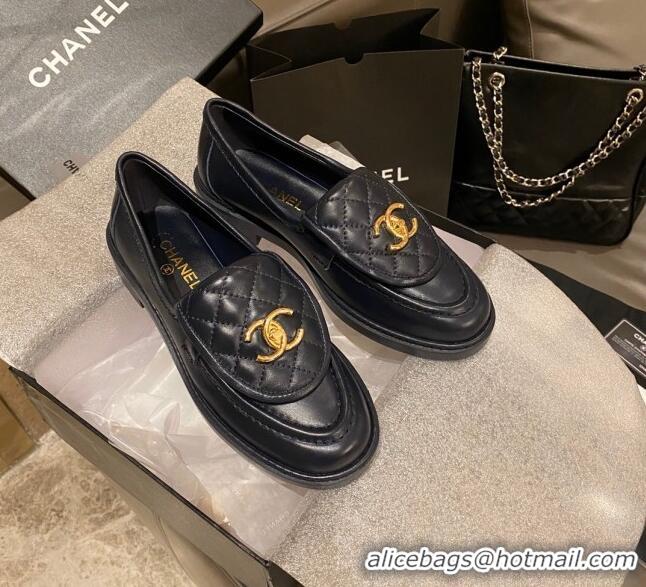 Grade Design Chanel Leather Loafers with CC Foldover 120279 Blue