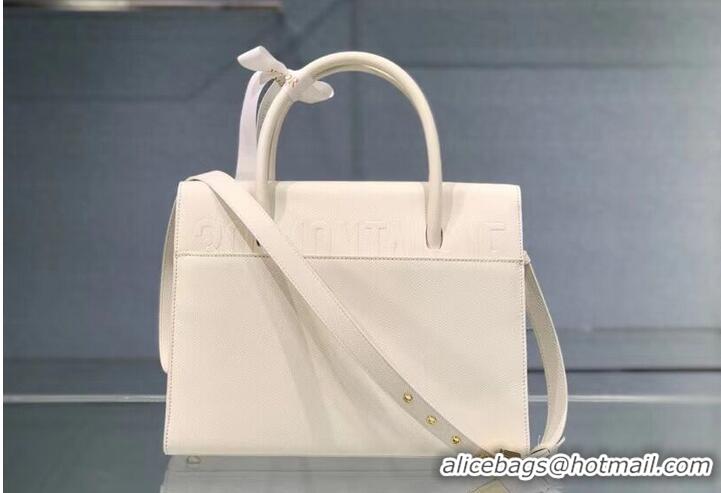 Luxury Classic DIOR LARGE ST HONORE TOTE Grained Calfskin M9306UBAE WHITE