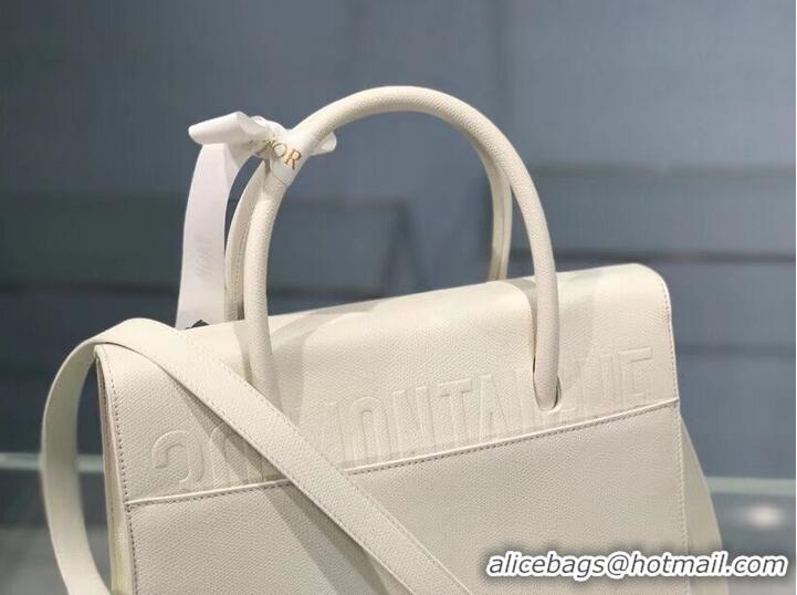 Luxury Classic DIOR LARGE ST HONORE TOTE Grained Calfskin M9306UBAE WHITE