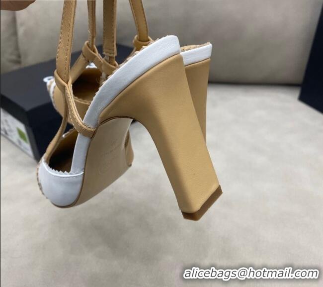 Low Price Chanel CC Patchwork SLingback 8.6cm Pumps 120392 Beige