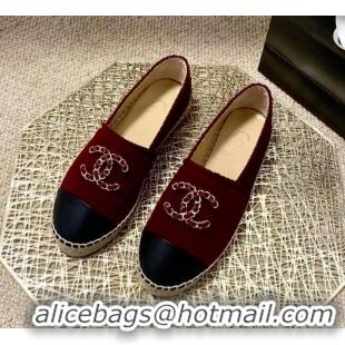 Low Cost Chanel Knitted Wool Espadrilles G36368 Burgundy