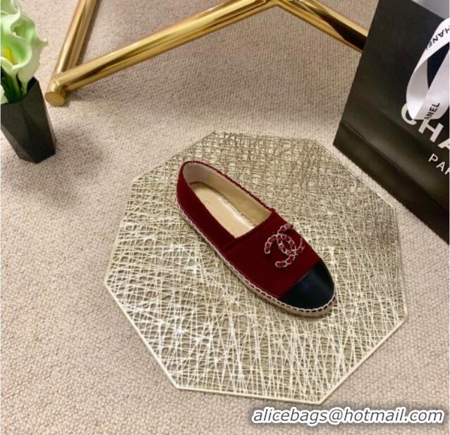 Low Cost Chanel Knitted Wool Espadrilles G36368 Burgundy