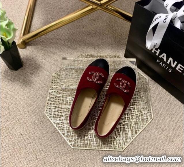 Low Cost Chanel Knitted Wool Espadrilles G36368 Burgundy