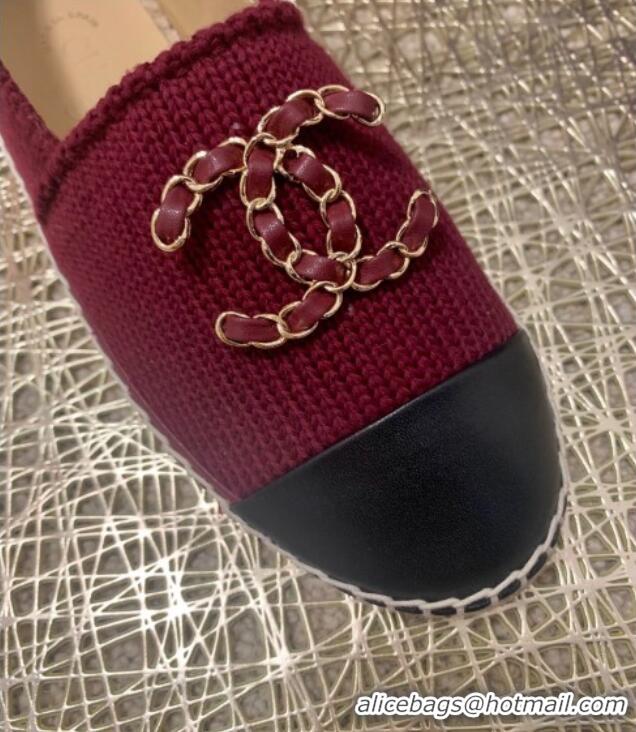 Low Cost Chanel Knitted Wool Espadrilles G36368 Burgundy