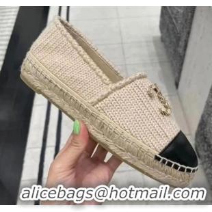 Discount Design Chanel Knitted Wool Espadrilles G36368 Beige