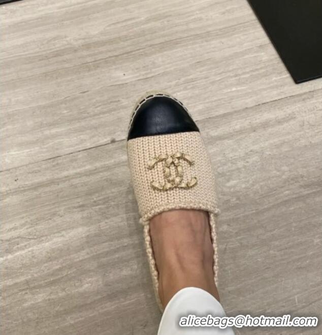 Discount Design Chanel Knitted Wool Espadrilles G36368 Beige