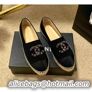 Elegant Chanel Knitted Wool Espadrilles G36368 Black