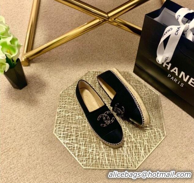 Elegant Chanel Knitted Wool Espadrilles G36368 Black