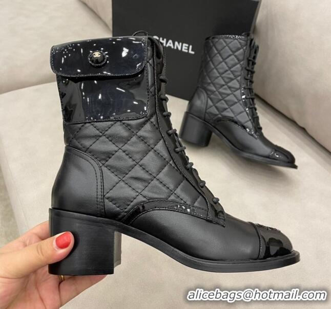 Promotional Chanel Quilted Leather Short Boots with Pouch 120420 Black