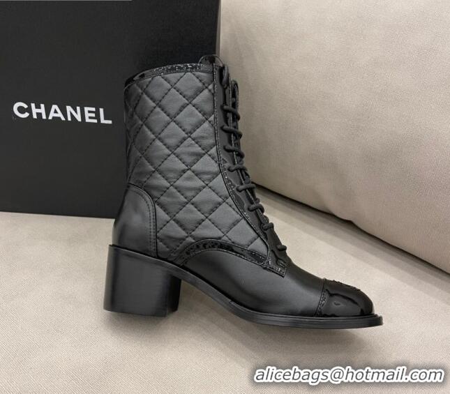 Promotional Chanel Quilted Leather Short Boots with Pouch 120420 Black