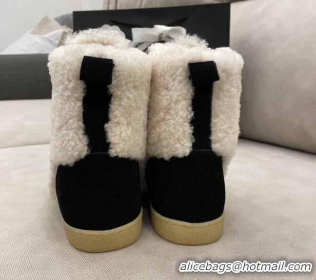 Good Product Chanel Suede and CC Shearling Wool Short Boots 120422 Black