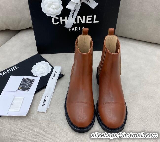 Popular Style Chanel Calfskin Short Boots 405 Brown/Black