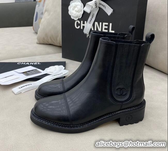 Latest Style Chanel Calfskin Short Boots 405 Black