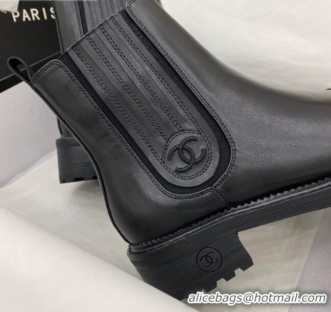 Latest Style Chanel Calfskin Short Boots 405 Black