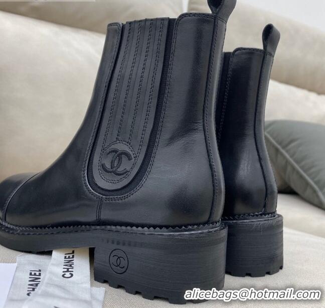 Latest Style Chanel Calfskin Short Boots 405 Black