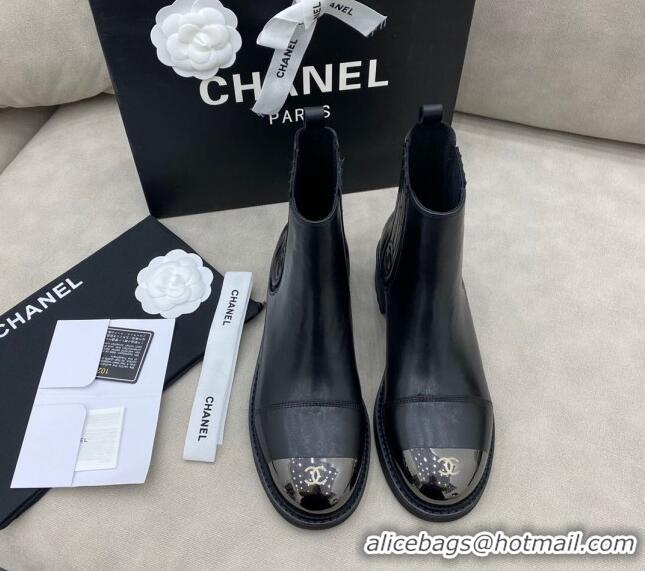 Purchase Chanel Calfskin Short Boots 120430 Black/Silver