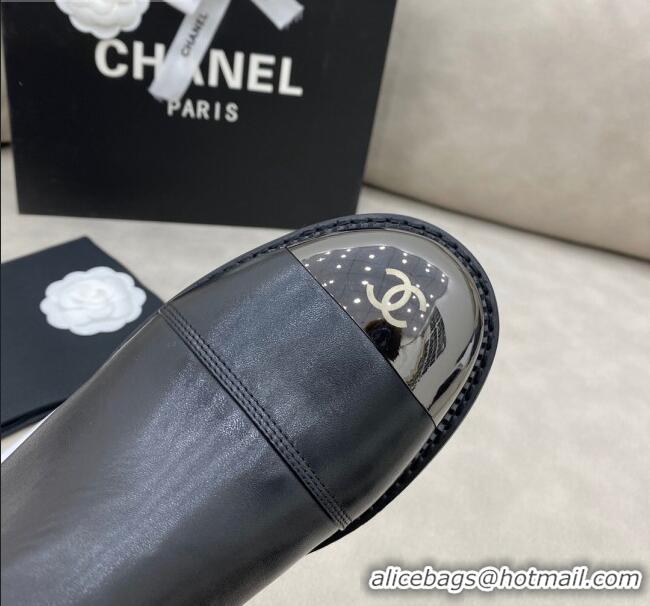 Purchase Chanel Calfskin Short Boots 120430 Black/Silver