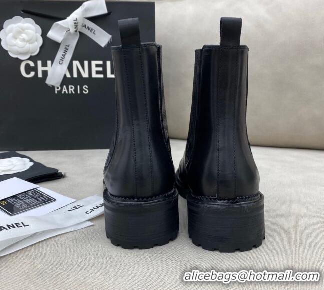 Purchase Chanel Calfskin Short Boots 120430 Black/Silver