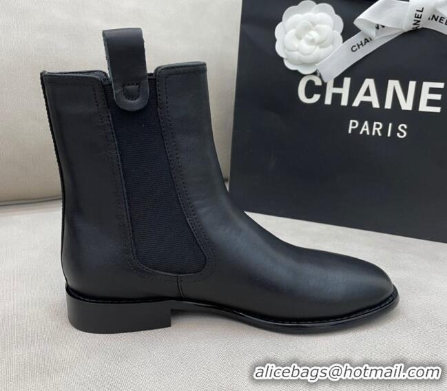 Sumptuous Chanel Camellia Calfskin Short Boots 405 Black