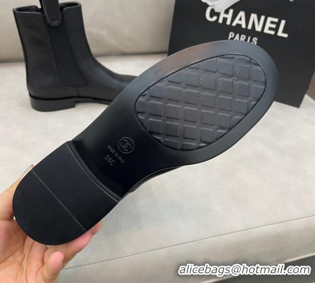 Sumptuous Chanel Camellia Calfskin Short Boots 405 Black