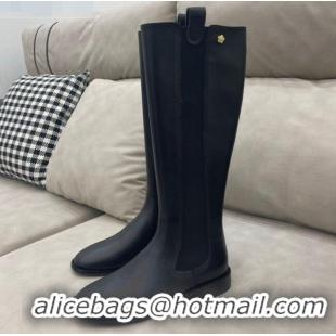 Best Grade Chanel Camellia Calfskin High Boots 405 Black