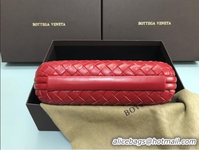 Fashion Cheap Bottega Veneta Knot Woven Lambskin Clutch with Chain BV11010 Red