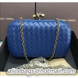 Top Quality Bottega Veneta Knot Woven Lambskin Clutch with Chain BV11010 Dark Blue