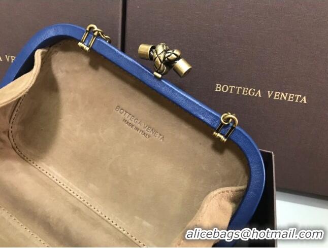 Top Quality Bottega Veneta Knot Woven Lambskin Clutch with Chain BV11010 Dark Blue