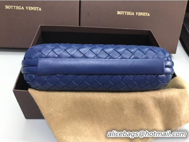 Top Quality Bottega Veneta Knot Woven Lambskin Clutch with Chain BV11010 Dark Blue