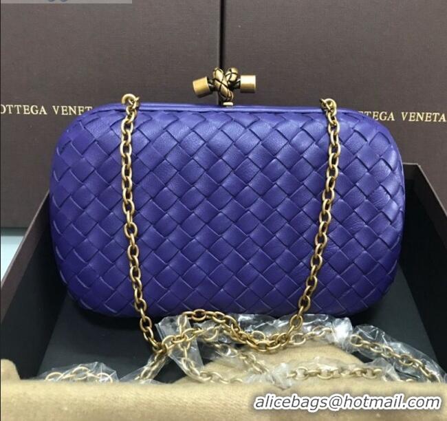 Buy Cheap Bottega Veneta Knot Woven Lambskin Clutch with Chain BV11010 Violet Blue