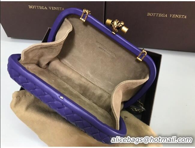 Buy Cheap Bottega Veneta Knot Woven Lambskin Clutch with Chain BV11010 Violet Blue