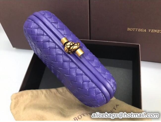 Buy Cheap Bottega Veneta Knot Woven Lambskin Clutch with Chain BV11010 Violet Blue