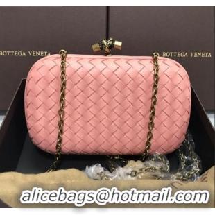 Grade Design Bottega Veneta Knot Woven Lambskin Clutch with Chain BV11010 Pink