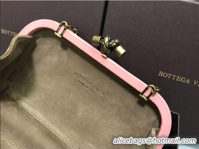 Grade Design Bottega Veneta Knot Woven Lambskin Clutch with Chain BV11010 Pink