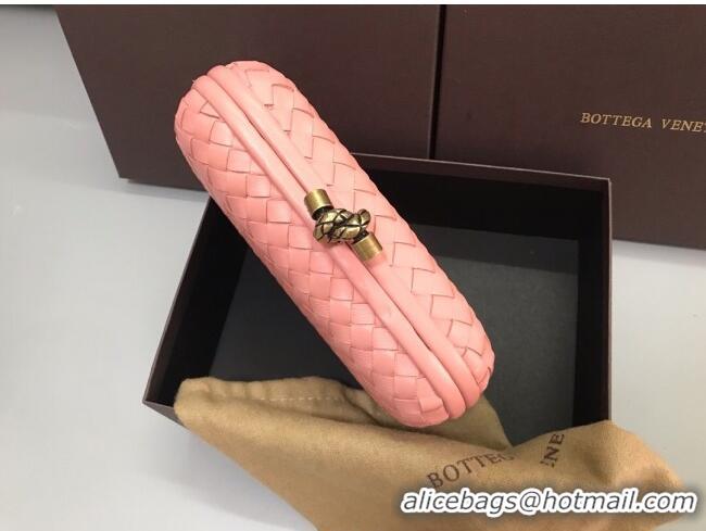 Grade Design Bottega Veneta Knot Woven Lambskin Clutch with Chain BV11010 Pink