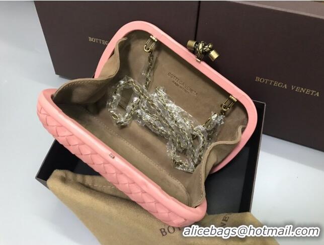 Grade Design Bottega Veneta Knot Woven Lambskin Clutch with Chain BV11010 Pink