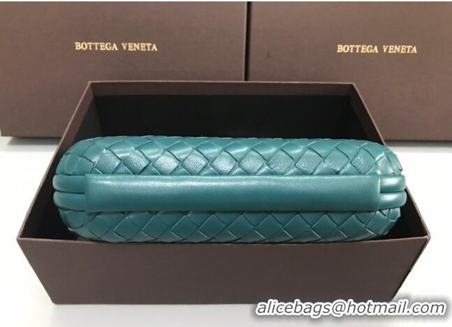 Discount Bottega Veneta Knot Woven Lambskin Clutch with Chain BV11010 Blue-Green