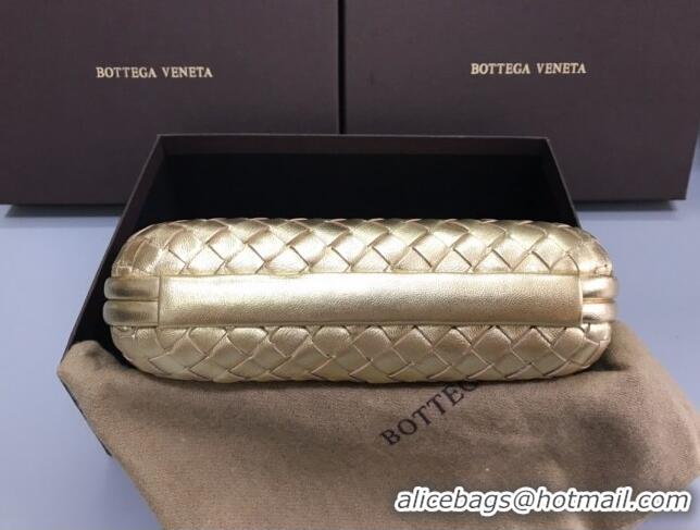 Grade Quality Bottega Veneta Knot Woven Lambskin Clutch with Chain BV11010 Light Gold