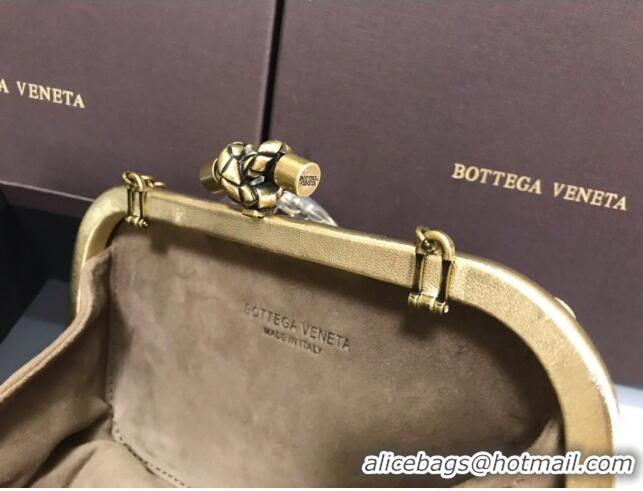 Grade Quality Bottega Veneta Knot Woven Lambskin Clutch with Chain BV11010 Light Gold