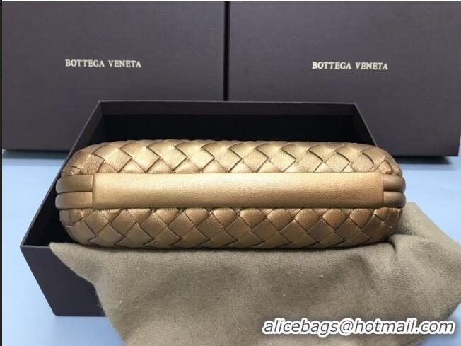 High Quality Bottega Veneta Knot Woven Lambskin Clutch with Chain BV11010 Gold