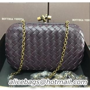 Unique Style Bottega Veneta Knot Woven Lambskin Clutch with Chain BV11010 Dark Grey