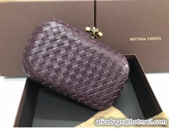 Unique Style Bottega Veneta Knot Woven Lambskin Clutch with Chain BV11010 Dark Grey