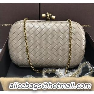 Good Taste Bottega Veneta Knot Woven Lambskin Clutch with Chain BV11010 Beige