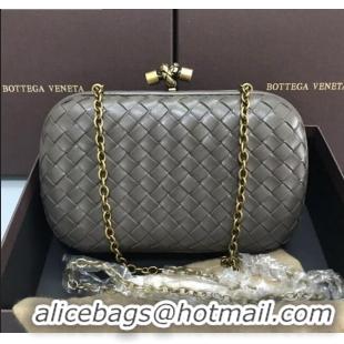 Wholesale Bottega Veneta Knot Woven Lambskin Clutch with Chain BV11010 Deep Grey