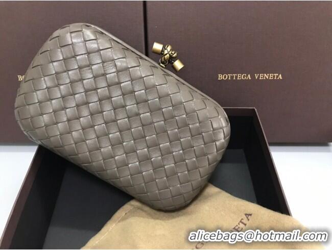 Wholesale Bottega Veneta Knot Woven Lambskin Clutch with Chain BV11010 Deep Grey