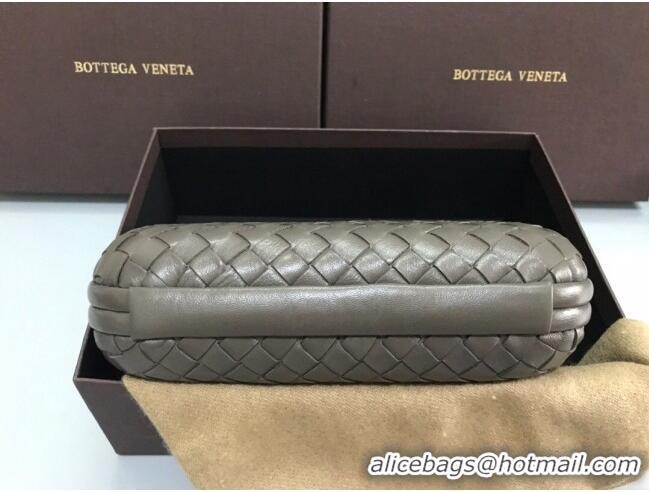 Wholesale Bottega Veneta Knot Woven Lambskin Clutch with Chain BV11010 Deep Grey