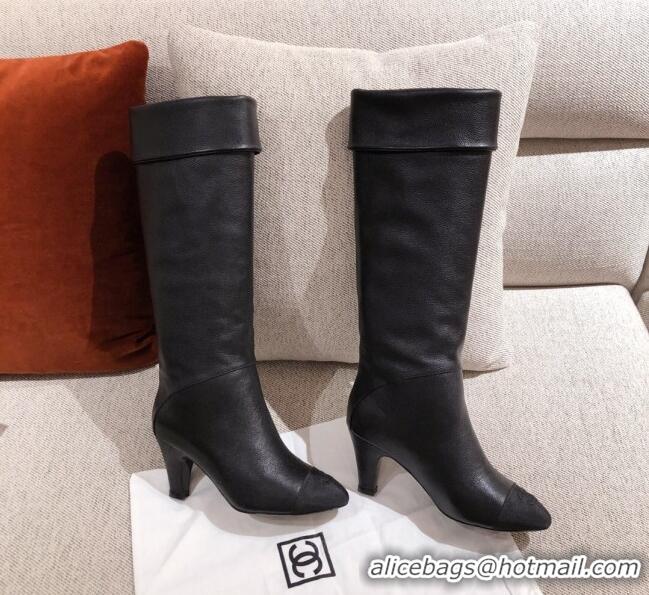 Duplicate Chanel Calfskin High Boots G36438 Black