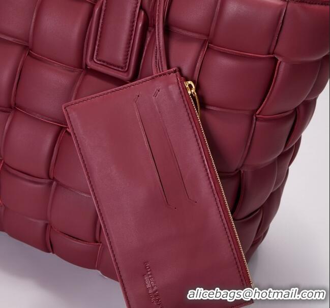 Discount Bottega Veneta Padded Cassette Maxi-Woven Nappa Lambskin Large Tote Bag BV0401 Red 2020