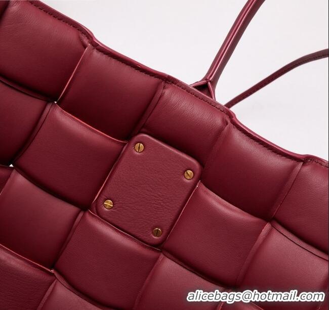 Discount Bottega Veneta Padded Cassette Maxi-Woven Nappa Lambskin Large Tote Bag BV0401 Red 2020