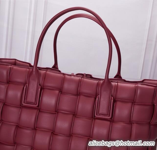 Discount Bottega Veneta Padded Cassette Maxi-Woven Nappa Lambskin Large Tote Bag BV0401 Red 2020